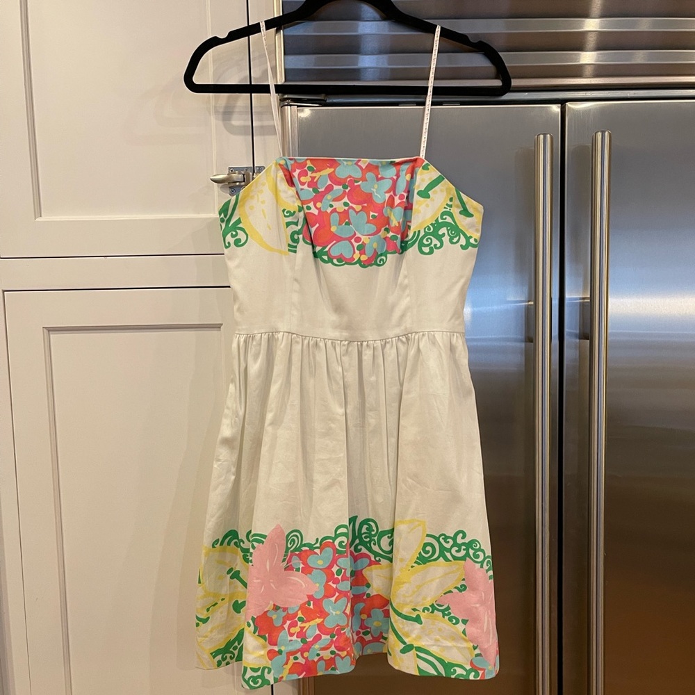 Lily Pulitzer Strapless White Floral Dress Size 4
